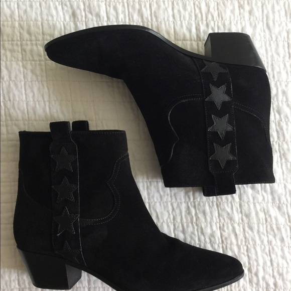 Saint Laurent black suede “Wyatt” bootie w/stars - Picture 7 of 8